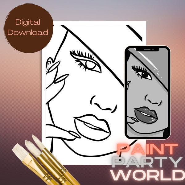 Utskrivbar canvas/Förritad konturcanvas/Gör-det-själv-canvas/Fest/Målarkit/PNG/målarfest/Vuxna