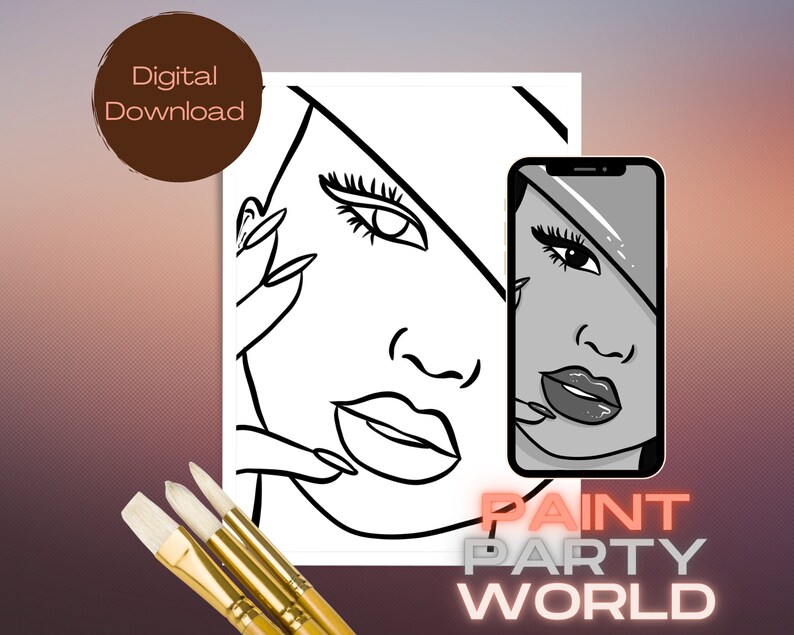 Canvas Printable/ Pre Drawn Outline Canvas/ DIY Canvas/ Party/ Paint