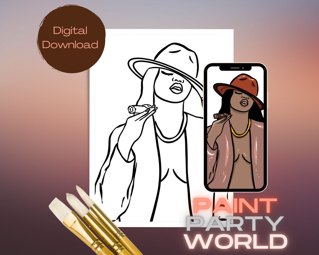 Canvas Printable / Pre Drawn Outline Canvas/ DIY Canvas/ Party/ Paint ...