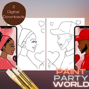 Canvas Printable Valentine’s Couple/ Pre Drawn Outline Canvas/ DIY Canvas/ Party/ Paint Kit/ PNG/ paint party/ Adults