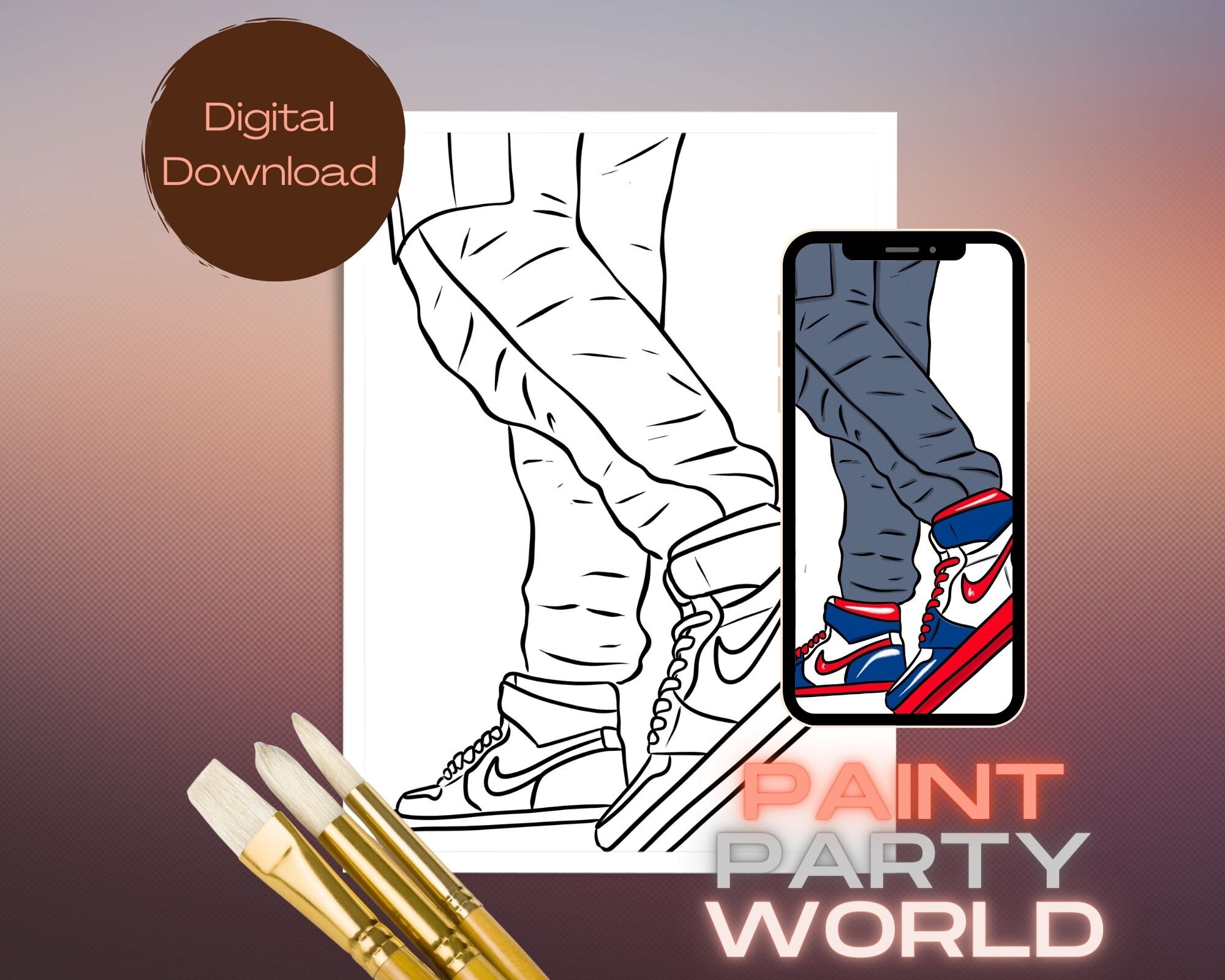 Canvas Printable 1s/ Pre Drawn Outline Canvas/ DIY Canvas/ Etsy