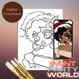 Christmas Canvas Printable/ Pre Drawn Outline Canvas/ DIY Canvas/ Party/ Paint Kit/ PNG/ paint party/ Adults