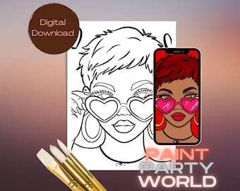 Canvas Printable/ Pre Drawn Outline Canvas/ DIY Canvas/ Party/ Paint Kit/ PNG/ paint party/  Adults/ Valentines