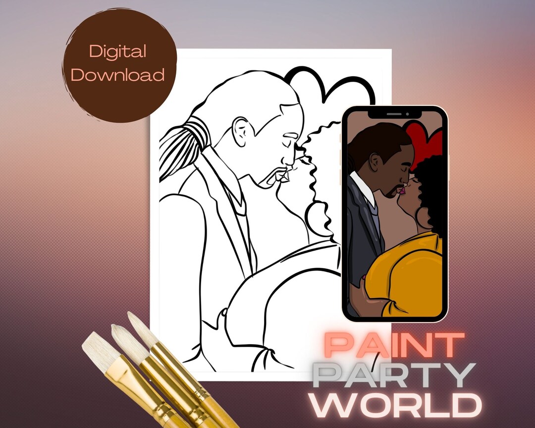 Canvas Printable/ Pre Drawn Outline Canvas/ DIY Canvas/ Party/ Paint ...