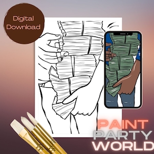 Canvas Printable Paper/ Pre Drawn Outline Canvas/ DIY Canvas/ Party/ Paint Kit/ PNG/ paint party/ Adults
