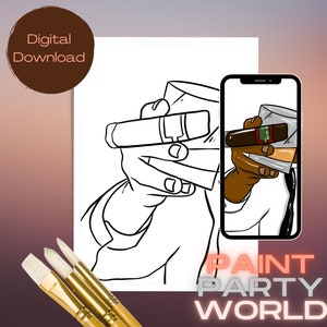 Canvas Printable Drink Up  / Pre Drawn Outline Canvas/ DIY Canvas/ Party/ Paint Kit/ PNG/ paint party/ Adults
