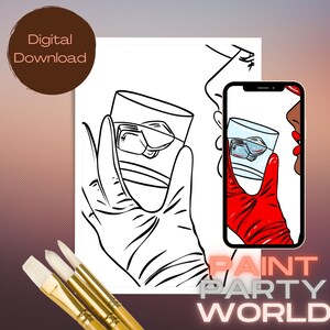 Canvas Printable/ Pre Drawn Outline Canvas/ DIY Canvas/ Party/ Paint Kit/ PNG/ paint party/ Adults