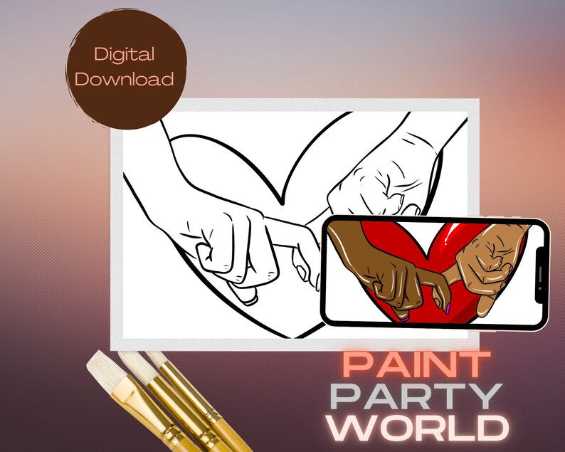 Canvas Printable/ Pre Drawn Outline Canvas/ DIY Canvas/ Party/ Etsy