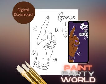 Paint Party Printable/ Pre Drawn Outline Canvas/ DIY Canvas/ Party/ Paint Kit/ PNG/ paint party/ Adults