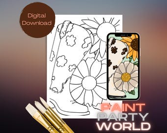 Paint Party Printable/ Pre Drawn Outline Canvas/ DIY Canvas/ Party/ Paint Kit/ PNG/ paint party/ Adults