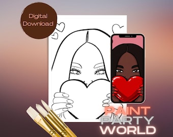 Canvas Printable/ Pre Drawn Outline Canvas/ DIY Canvas/ Party/ Paint Kit/ PNG/ paint party/  Adults/ Valentines