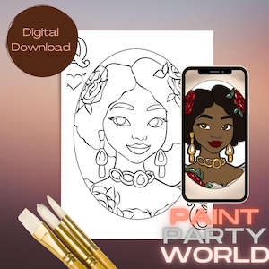 Canvas Printable/ Pre Drawn Outline Canvas/ DIY Canvas/ Party/ Paint Kit/ PNG/ paint party/  Adults