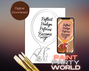 Paint Party Printable/ Pre Drawn Outline Canvas/ DIY Canvas/ Party/ Paint Kit/ PNG/ paint party/ Adults