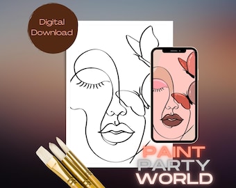 Paint Party Printable/ Pre Drawn Outline Canvas/ DIY Canvas/ Party/ Paint Kit/ PNG/ paint party/ Adults