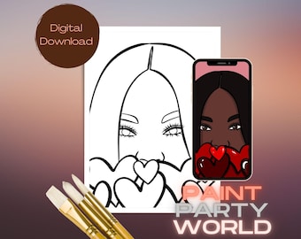 Canvas Printable/ Pre Drawn Outline Canvas/ DIY Canvas/ Party/ Paint Kit/ PNG/ paint party/  Adults/ Valentines