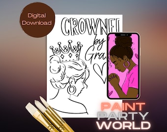 Paint Party Printable/ Pre Drawn Outline Canvas/ DIY Canvas/ Party/ Paint Kit/ PNG/ paint party/ Adults
