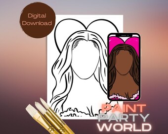 Canvas Printable/ Pre Drawn Outline Canvas/ DIY Canvas/ Party/ Paint Kit/ PNG/ paint party/  Adults/ Valentines