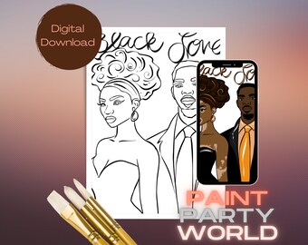 Canvas Printable/ Pre Drawn Outline Canvas/ DIY Canvas/ Party/ Paint Kit/ PNG/ paint party/ Adults