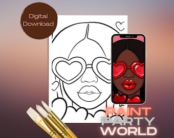 Canvas Printable/ Pre Drawn Outline Canvas/ DIY Canvas/ Party/ Paint Kit/ PNG/ paint party/  Adults/ Valentines