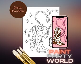 Paint Party Printable/ Pre Drawn Outline Canvas/ DIY Canvas/ Party/ Paint Kit/ PNG/ paint party/ Adults