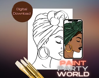 Paint Party Printable/ Pre Drawn Outline Canvas/ DIY Canvas/ Party/ Paint Kit/ PNG/ paint party/ Adults