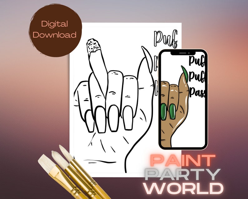 Canvas Printable/ Pre Drawn Outline Canvas/ DIY Canvas/ Party/ Paint