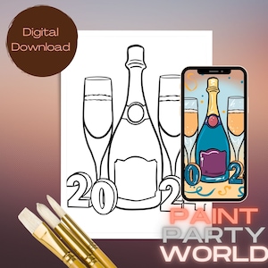 Canvas Printable/ Pre Drawn Outline Canvas/ DIY Canvas/ Party/ Paint Kit/ PNG/ paint party/ Adults