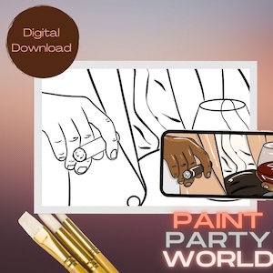 Canvas Printable Night Lifel / Pre Drawn Outline Canvas/ DIY Canvas/ Party/ Paint Kit/ PNG/ paint party/ Adults
