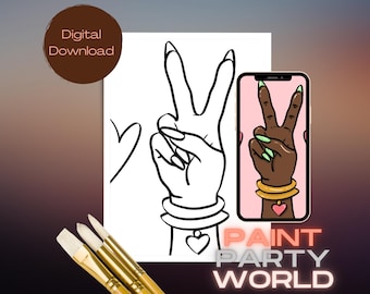 Paint Party Printable/ Pre Drawn Outline Canvas/ DIY Canvas/ Party/ Paint Kit/ PNG/ paint party/ Adults