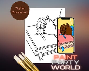 Paint Party Printable/ Pre Drawn Outline Canvas/ DIY Canvas/ Party/ Paint Kit/ PNG/ paint party/ Adults