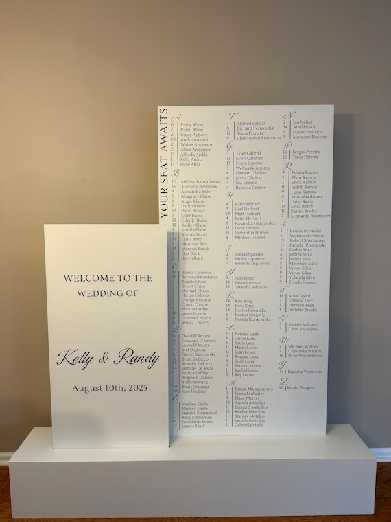 Custom Wedding Welcome Sign & Seating Chart Decal – Personalized Vinyl Sign-  Modern Elegant Wedding Signage