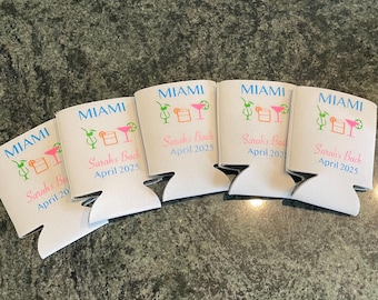 Aangepaste Miami vrijgezellenfeest Koozie | Gepersonaliseerde Bach-gunsten