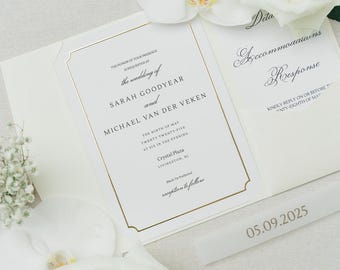 Driebladige zakjes huwelijksuitnodiging