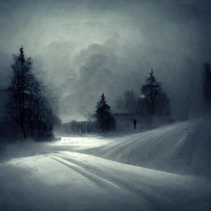 Snow Covered Road | AI Generated Art