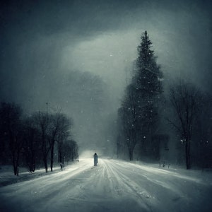 Stranger in a Snowstorm | AI Generated Art