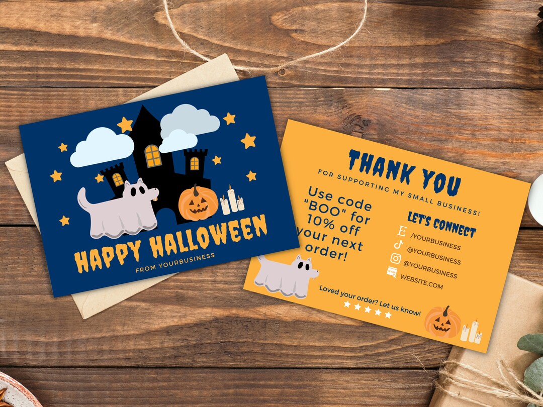 Halloween Thank You Card Template Printable Thanks for Your - Etsy