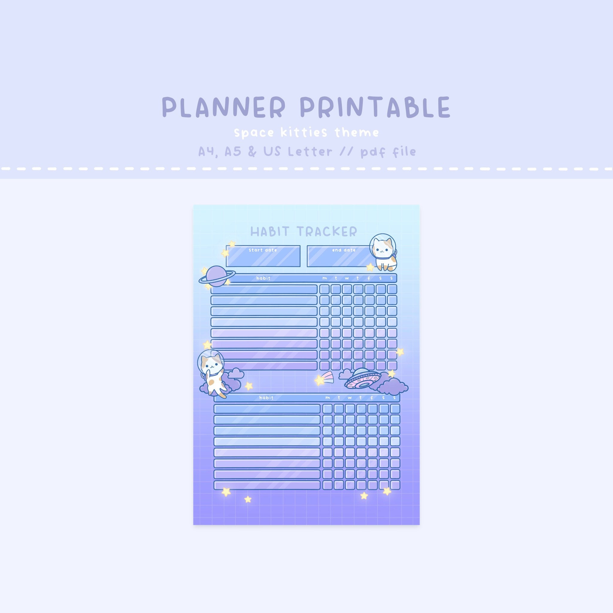 Habit Tracker, Printable Habit Tracker, Kawaii Planner, Cute Planner ...