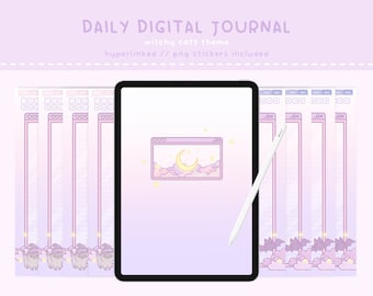 Daily Journal, Digital Journal, Daily Digital Journal, Kawaii Journal, Digital Planner, Digital Notebook, Lined Notebook, Kawaii Planner