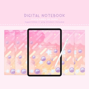 Cute Digital Notebook, Digital Notebook, Kawaii Notebook, Kawaii Digital Notebook, Boba Planner, Boba Tea, Bubble Tea, Kawaii, Cute