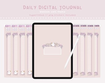 Daily Journal, Daily Gratitude, Daily Diary, Daily Planner, Hyperlinked Daily Planner, Hyperlinked Planner, GoodNotes, Kawaii Planner, Cute