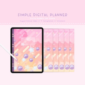 Boba Planner, Cute Digital Planner, Kawaii Digital Planner, Digital Planner, Digital Notebook, Daily Planner, Kawaii, Cute, Bubble Tea