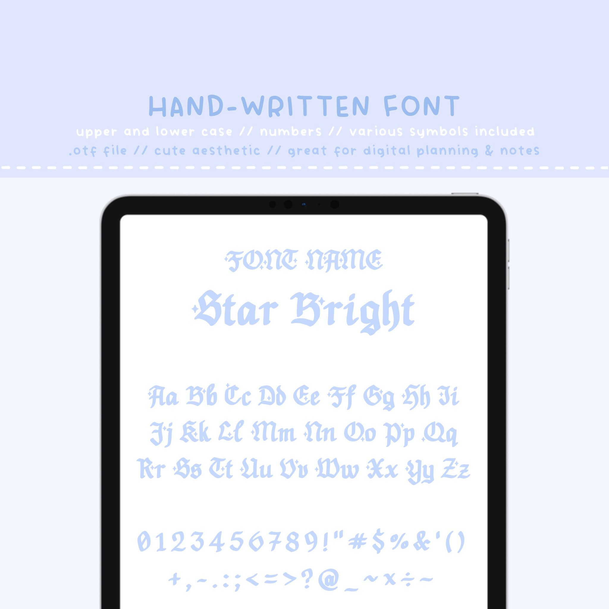 Star Gothic Script Star Bright Handwritten Font - Gothic Vintage Lettering Planner Font ...