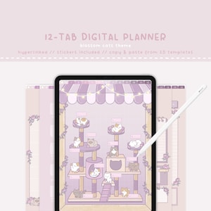 Cute Digital Planner, Kawaii Digital Planner, Kawaii Cat Digital Planner, Hyperlinked with Tabs, Digital Planner Kawaii, Kawaii Aesthetic
