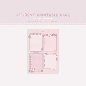 Study Checklist, Printable, Printable Planner, School Planner, Study Planner, Cute Planner, Kawaii Planner, Kawaii, Printable Template