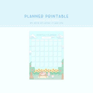 Printable, Monthly Calendar, Blank Calendar, Cute Calendar, Kawaii ...