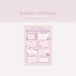 Kawaii Habit Tracker, Habit Tracker Printable, Planner Templates, Printable Planner Templates, Cute Planner, Cute Templates, Printable