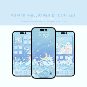 Cute Icon Set, Cute Icons, Space Cats, Cat App Icon Set, Kawaii Icon Set, Kawaii Wallpaper Set, Kawaii Widget Set, Icon Wallpaper Set