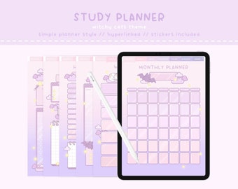 Study Planner, Student Planner, Kawaii Planner, Cute Planner, Digital Planner, Kawaii, Hyperlinked Tabs, Assignment Planner, School Planner