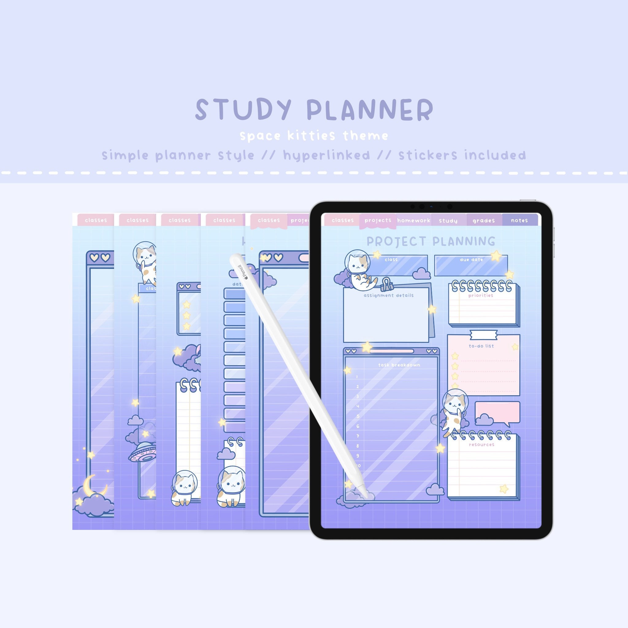 Study Planner, College Planner, Digital Planner, Cute Digital Planner, Kawaii Digital Planner, Kawaii Planner, Cute Planner, Kawaii, 2023
