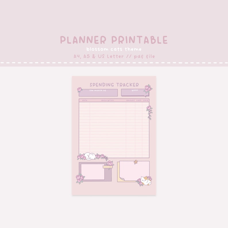 Kawaii Planner, Printable Spending Tracker, Finance Planner, Finance ...
